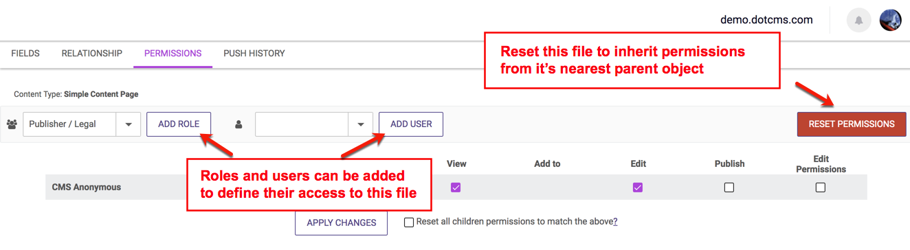 Individual <em>Content Type</em> Permissions